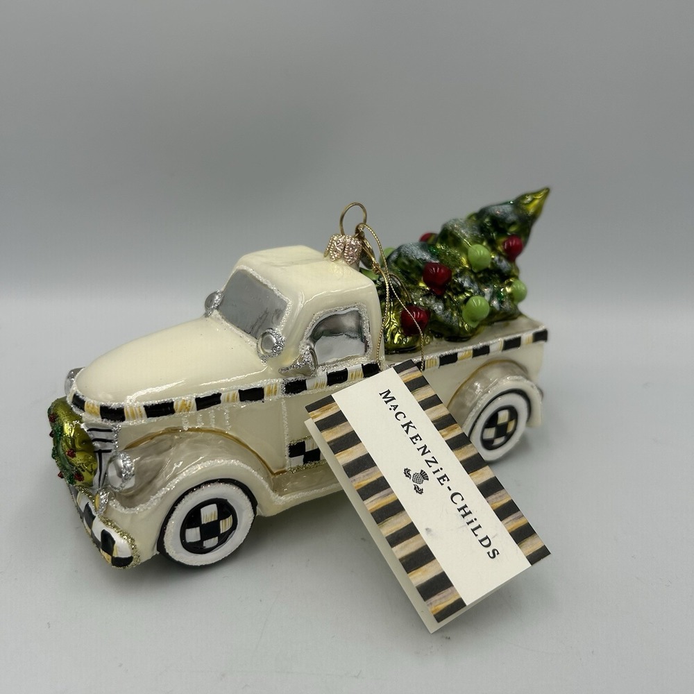 MacKenzie-Childs Farmhouse Special Delivery Truck Glass Christmas Ornament